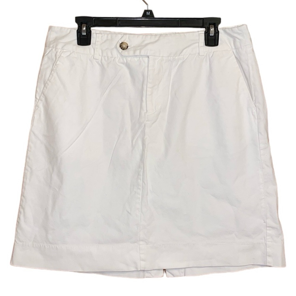 •MOSSIMO•WHITE BUTTON FLY COTTON/SPANDEX STRETCH SKIRT SIZE 10 EUC